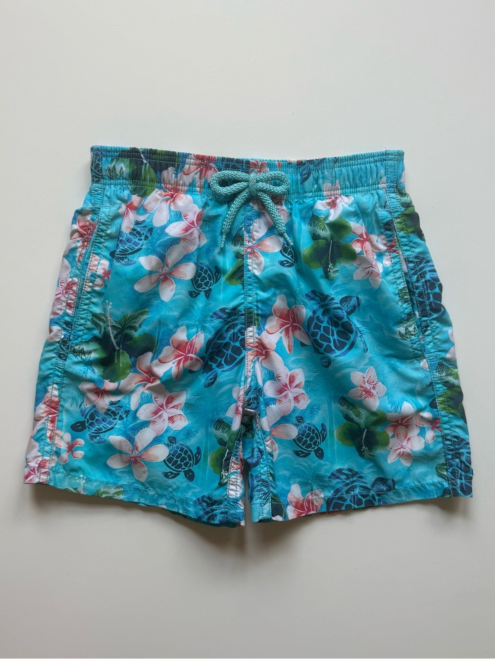 Vilebrequin Boys Turtle & Frangipani Print Swim Trunks - Size 10